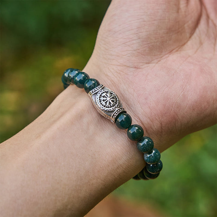 Viking Runes Vegvisir Crystal Beaded Bracelet