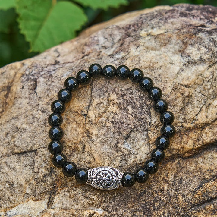 Viking Runes Vegvisir Crystal Beaded Bracelet