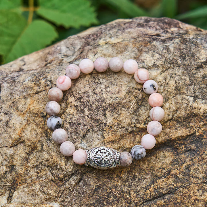 Viking Runes Vegvisir Crystal Beaded Bracelet