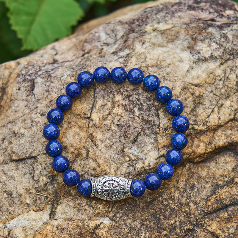 Viking Runes Vegvisir Crystal Beaded Bracelet