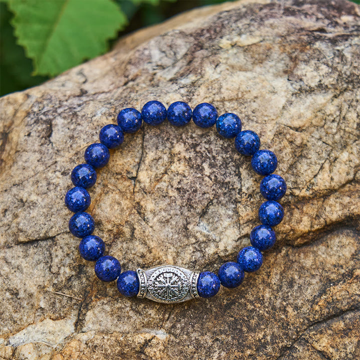 Viking Runes Vegvisir Crystal Beaded Bracelet