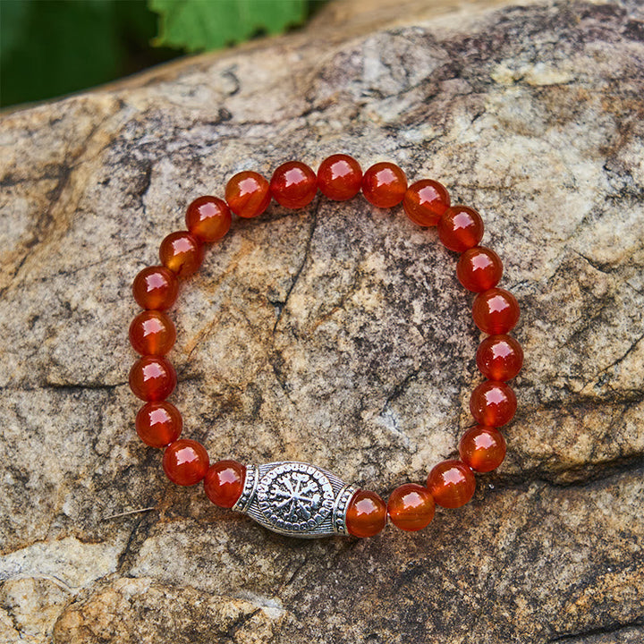 Viking Runes Vegvisir Crystal Beaded Bracelet