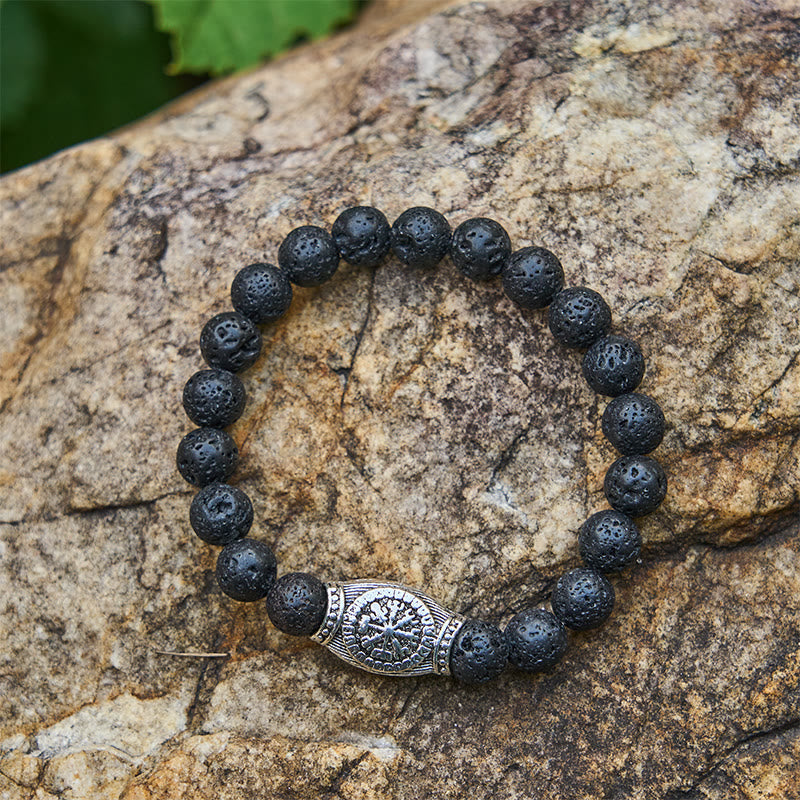 Viking Runes Vegvisir Crystal Beaded Bracelet