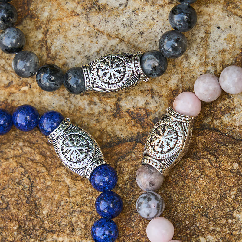Viking Runes Vegvisir Crystal Beaded Bracelet