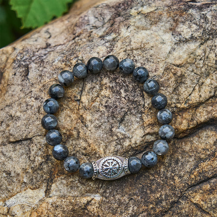 Viking Runes Vegvisir Crystal Beaded Bracelet