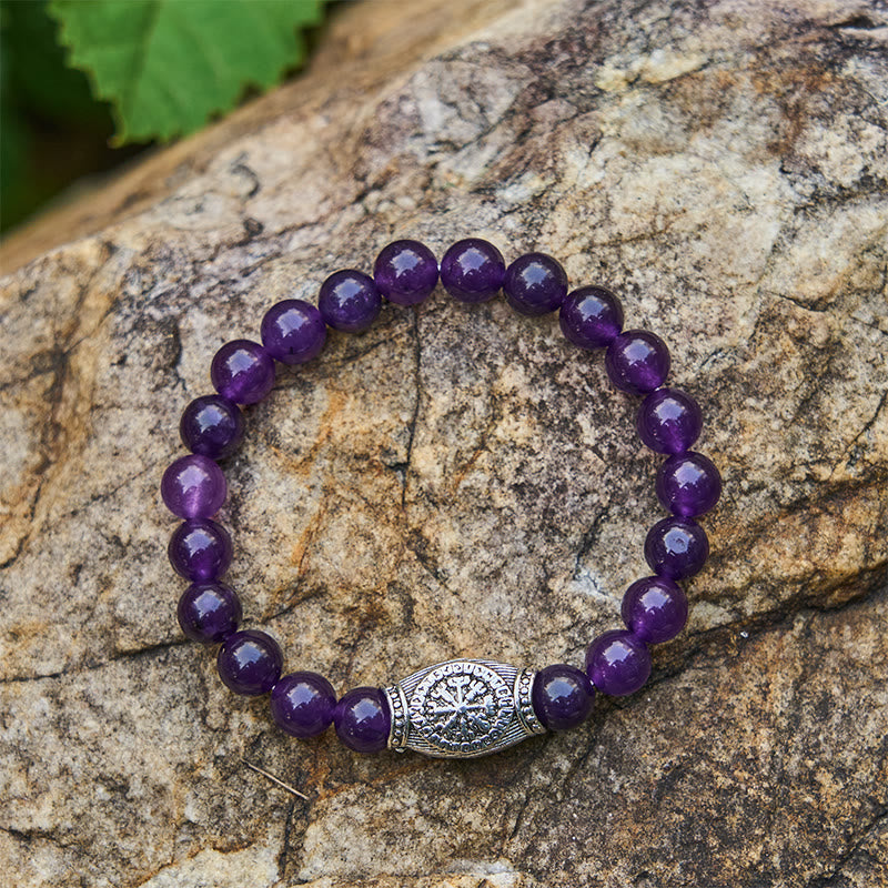 Viking Runes Vegvisir Crystal Beaded Bracelet