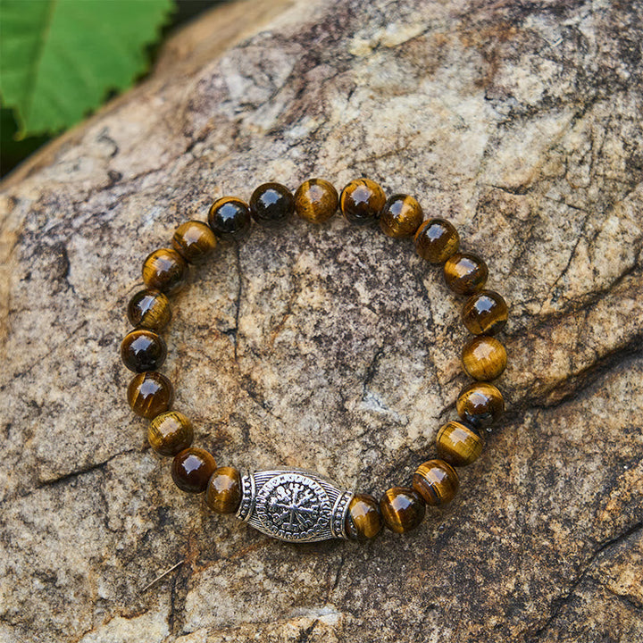 Viking Runes Vegvisir Crystal Beaded Bracelet