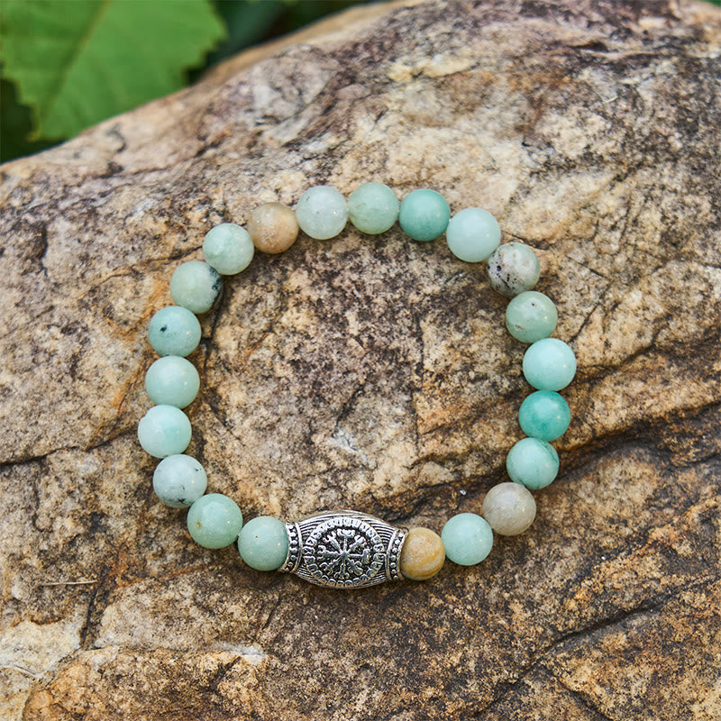 Viking Runes Vegvisir Crystal Beaded Bracelet
