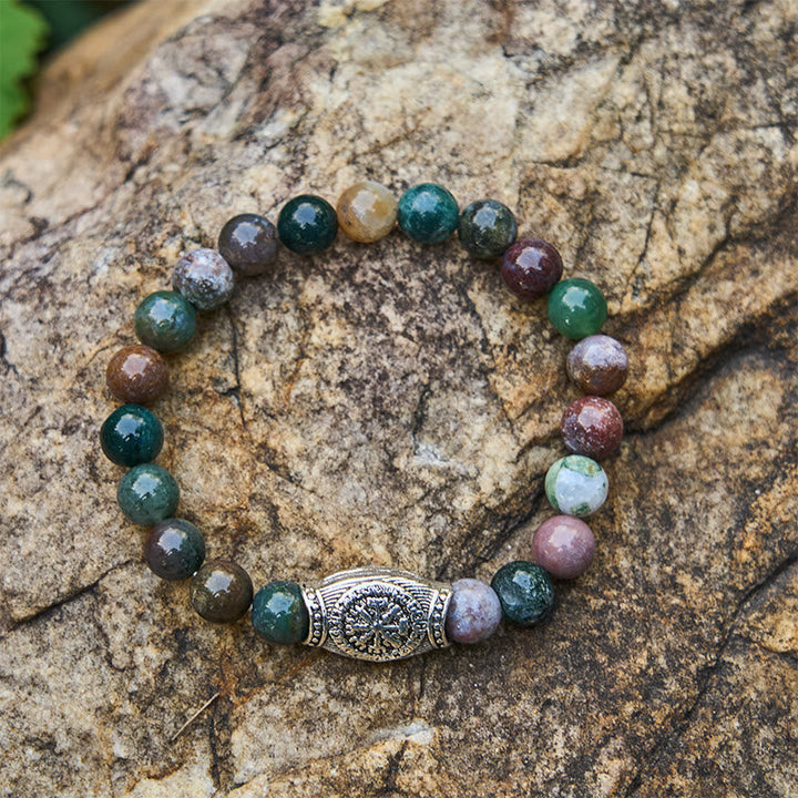Viking Runes Vegvisir Crystal Beaded Bracelet
