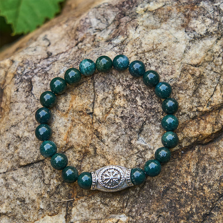 Viking Runes Vegvisir Crystal Beaded Bracelet