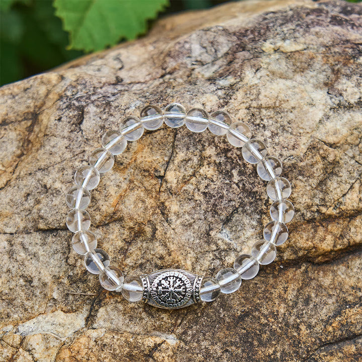 Viking Runes Vegvisir Crystal Beaded Bracelet