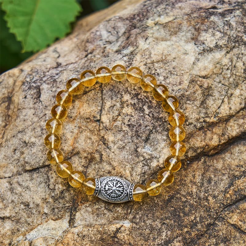Viking Runes Vegvisir Crystal Beaded Bracelet