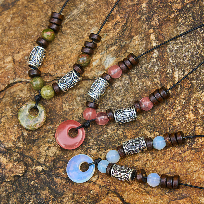 Viking Iridescent Talisman Beaded Necklace