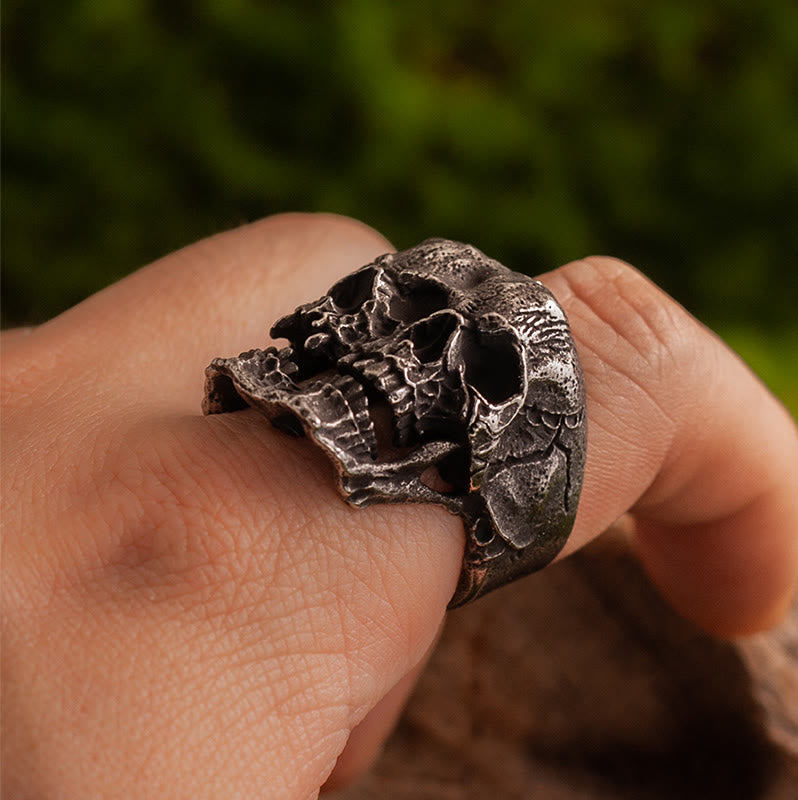 Forged Dual-Face Wasteland Skull Ring