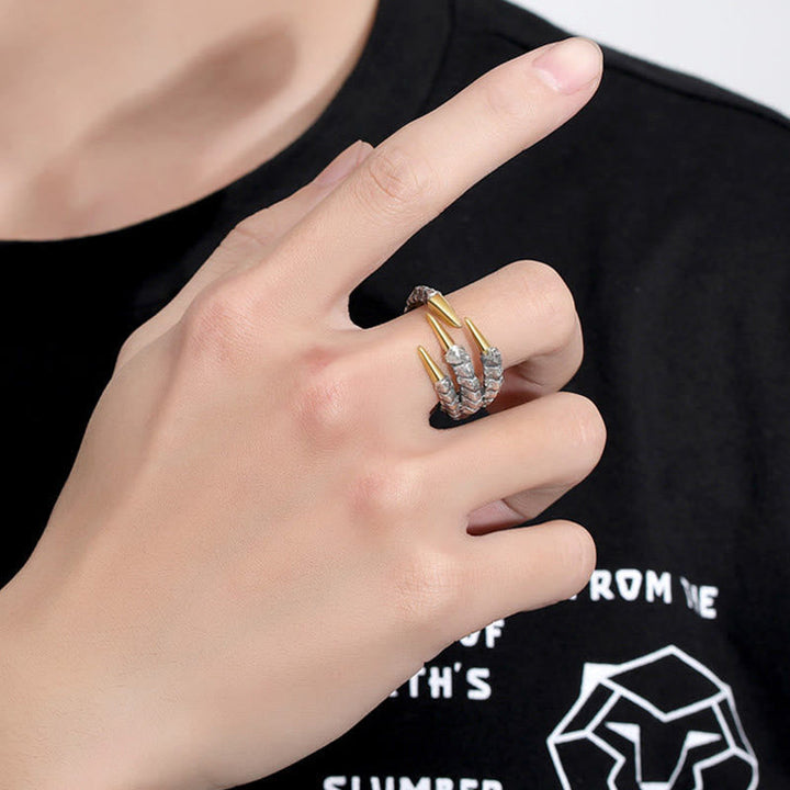 Handcrafted 925 Silver Dragon Claw Ring