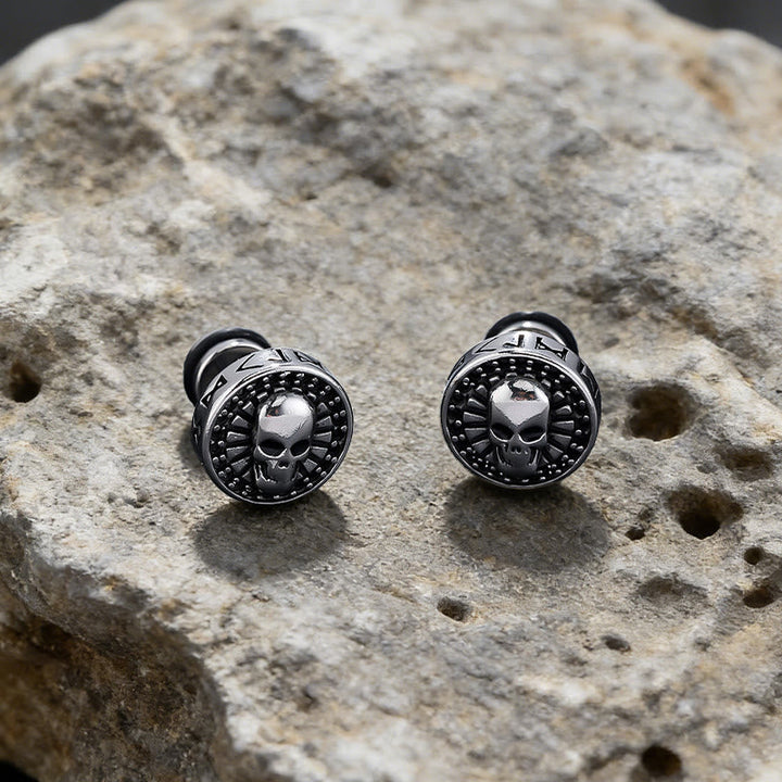 Viking Mjolnir Rune Antiqued Stud Earrings