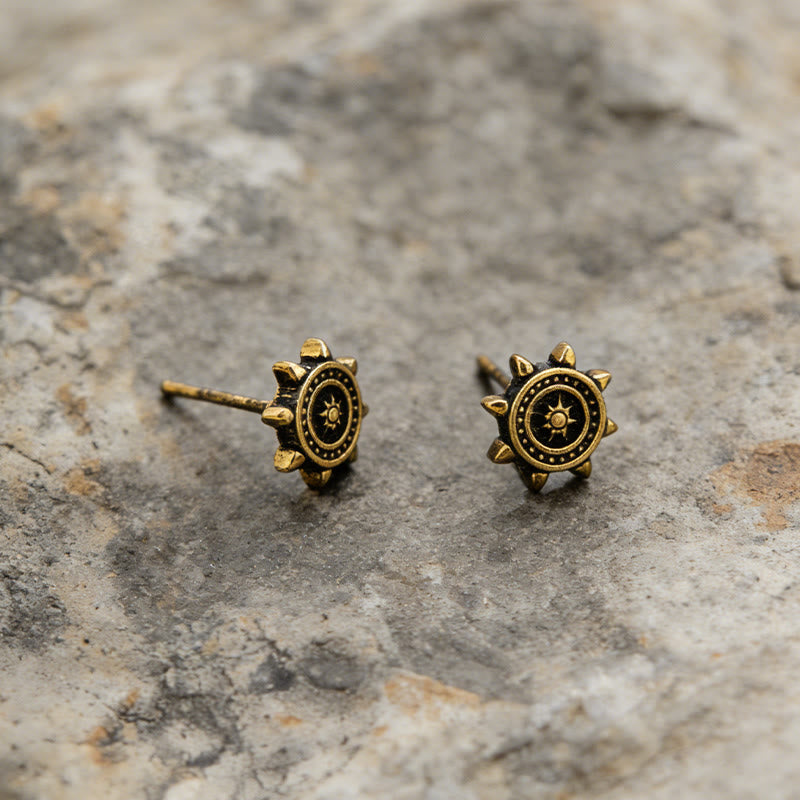 Viking Rudder Textured Rustic Earrings