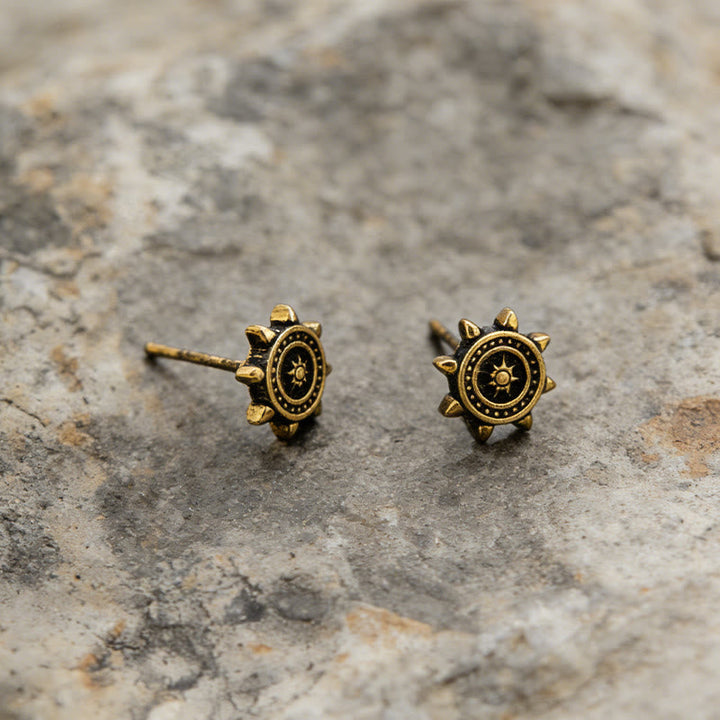 Viking Rudder Textured Rustic Earrings