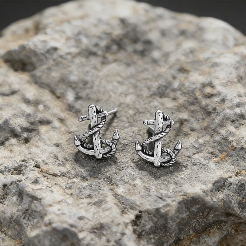 Viking Anchor Rope Wrapped Rustic Earrings
