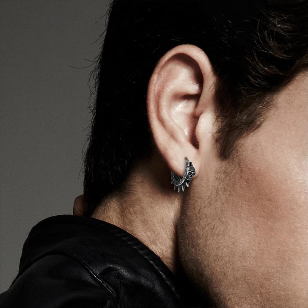 Viking Thorned Skull Huggie Earrings