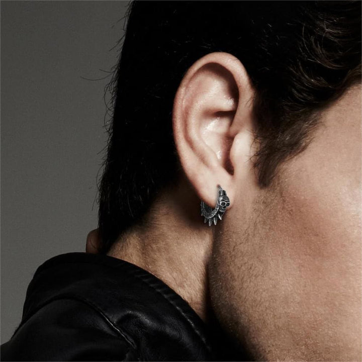 Viking Thorned Skull Huggie Earrings