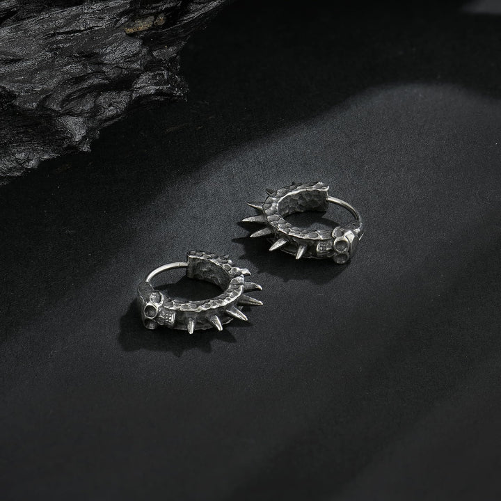 Viking Thorned Skull Huggie Earrings
