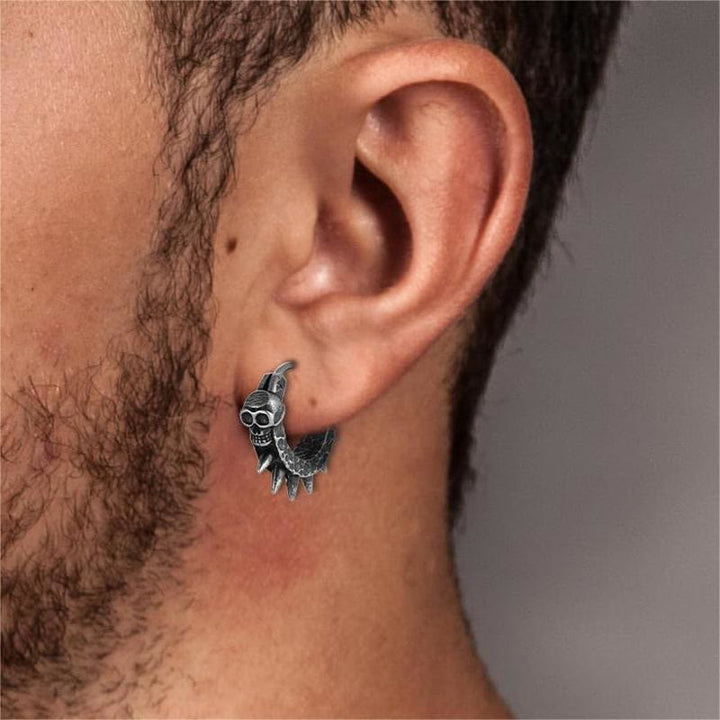 Viking Thorned Skull Huggie Earrings