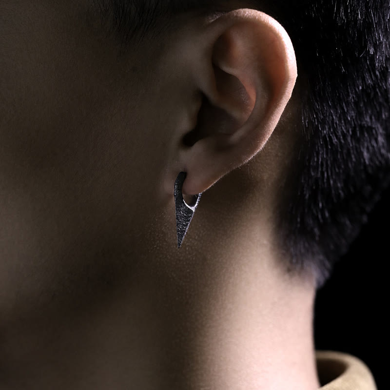 Handcrafted 925 Silver Spearhead Textured Earrings