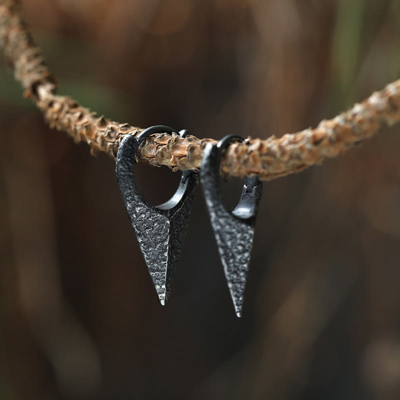 Handcrafted 925 Silver Spearhead Textured Earrings