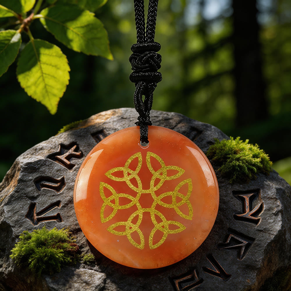 Triquetra Flower Knot Crystal Necklace
