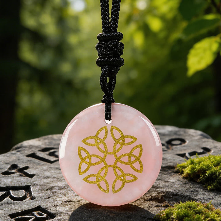Triquetra Flower Knot Crystal Necklace