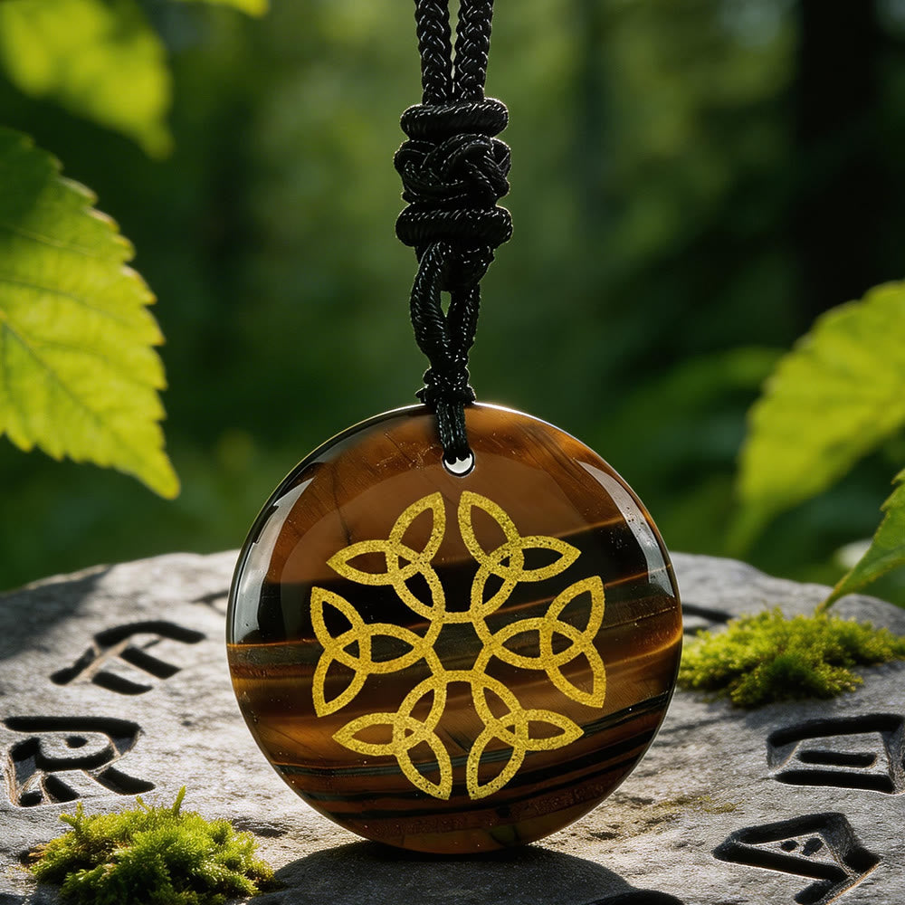 Triquetra Flower Knot Crystal Necklace