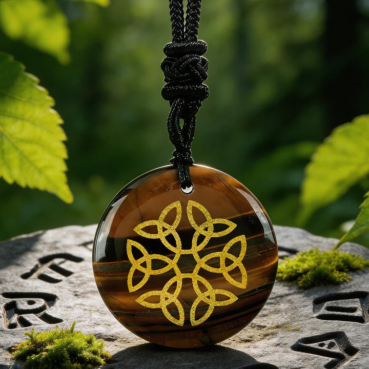 Triquetra Flower Knot Crystal Necklace