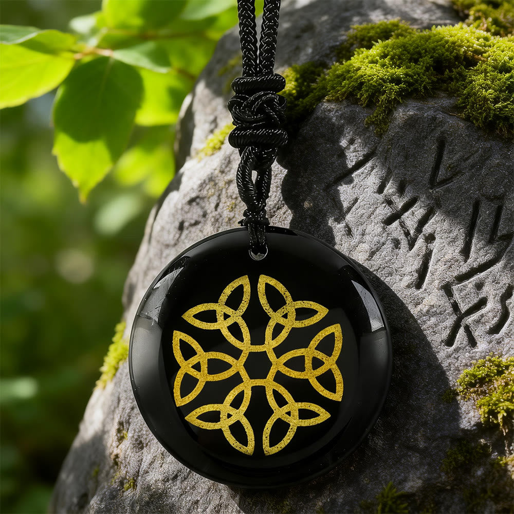 Triquetra Flower Knot Crystal Necklace