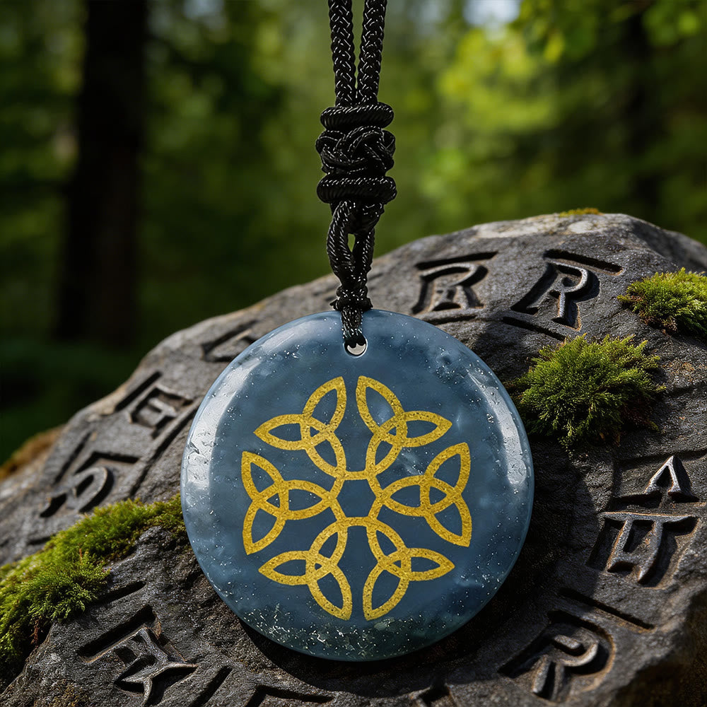 Triquetra Flower Knot Crystal Necklace