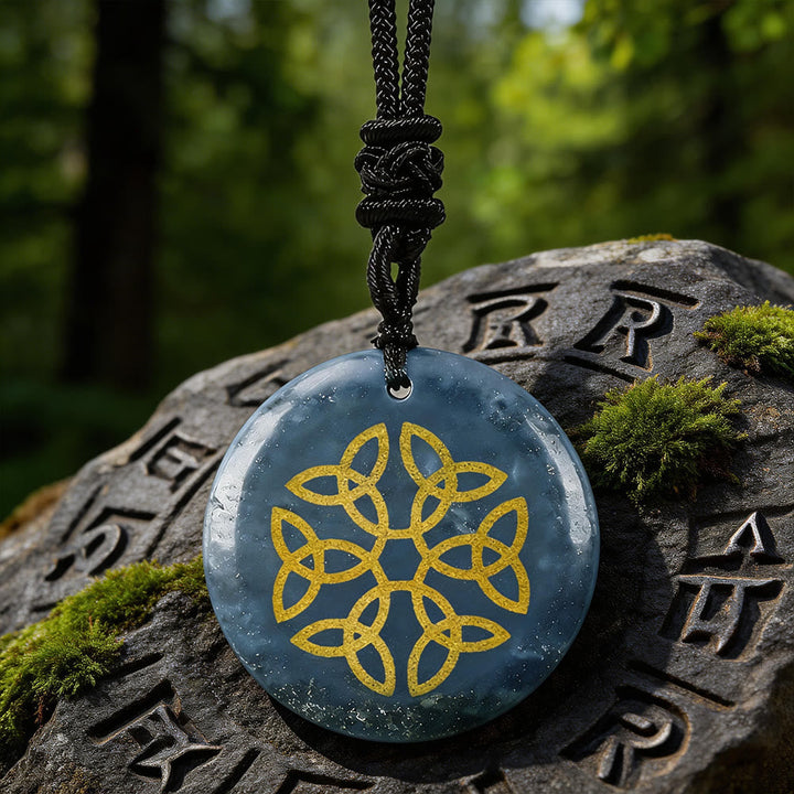 Triquetra Flower Knot Crystal Necklace