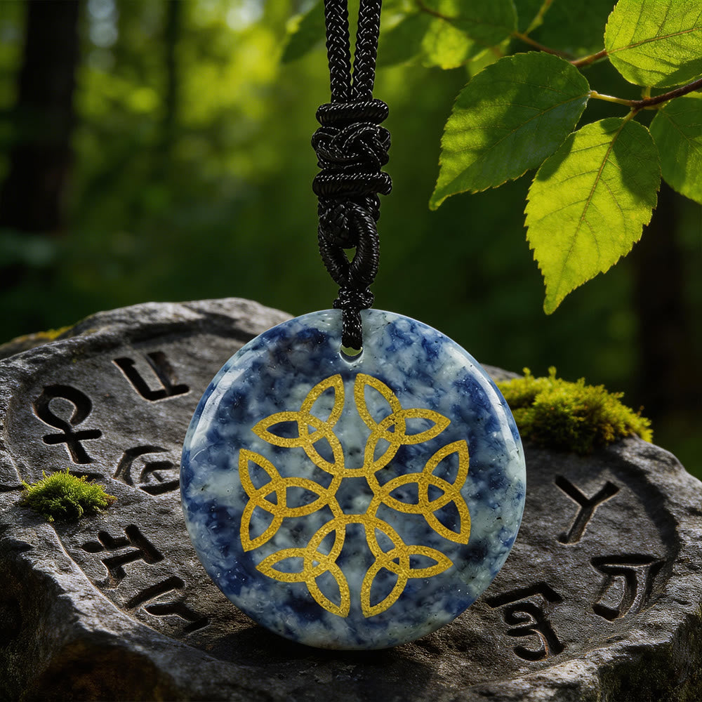 Triquetra Flower Knot Crystal Necklace