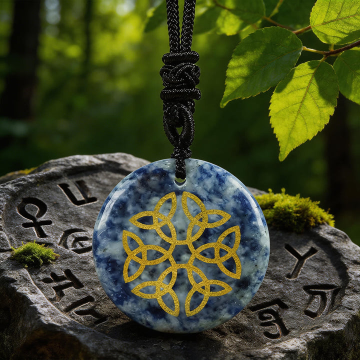 Triquetra Flower Knot Crystal Necklace
