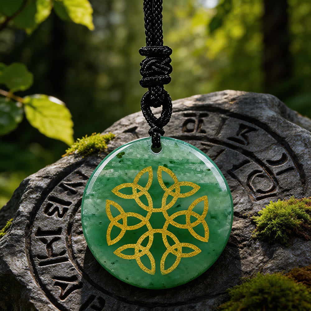 Triquetra Flower Knot Crystal Necklace