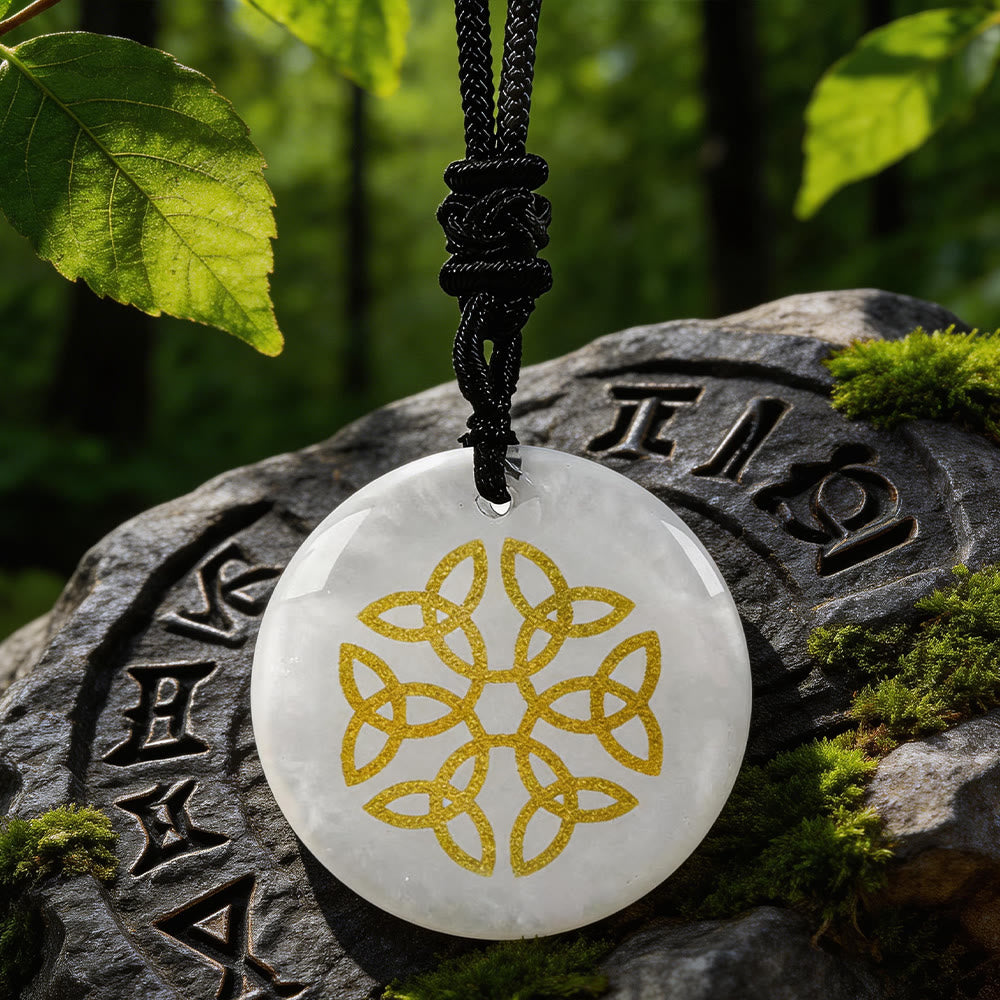 Triquetra Flower Knot Crystal Necklace