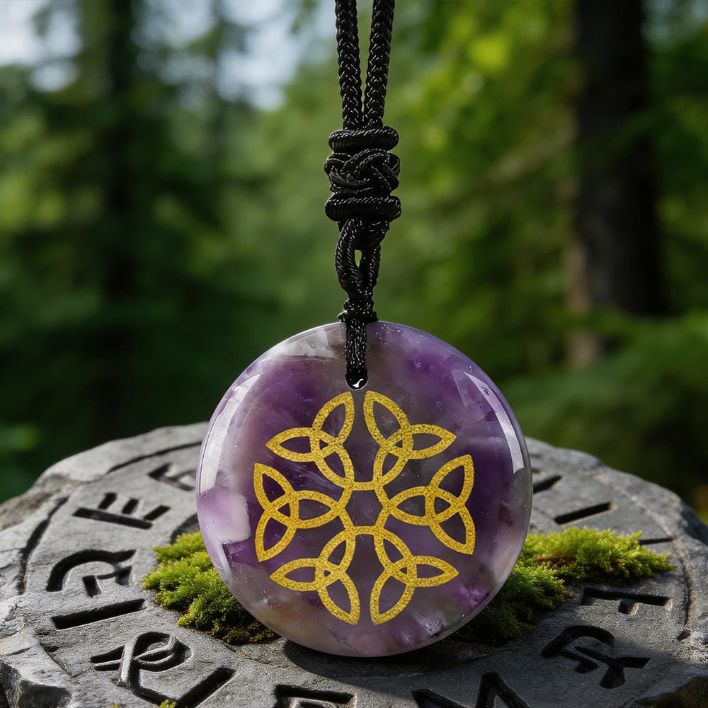 Triquetra Flower Knot Crystal Necklace