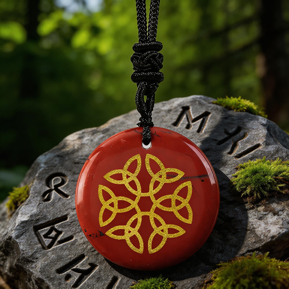 Triquetra Flower Knot Crystal Necklace
