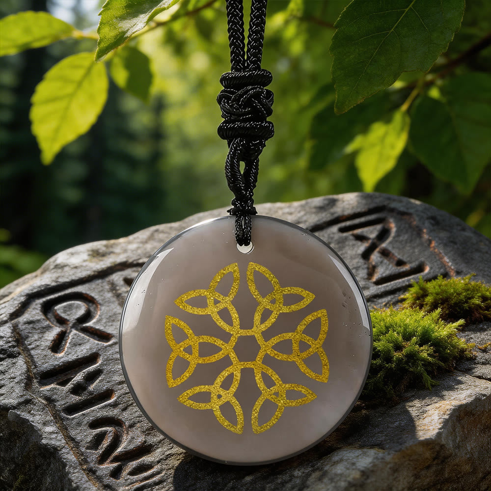Triquetra Flower Knot Crystal Necklace