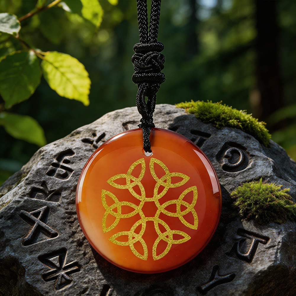 Triquetra Flower Knot Crystal Necklace
