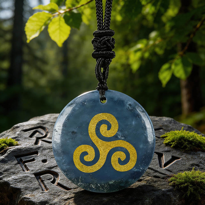 Triskelion Spiral Knot Crystal Necklace