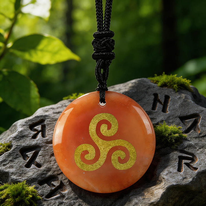 Triskelion Spiral Knot Crystal Necklace