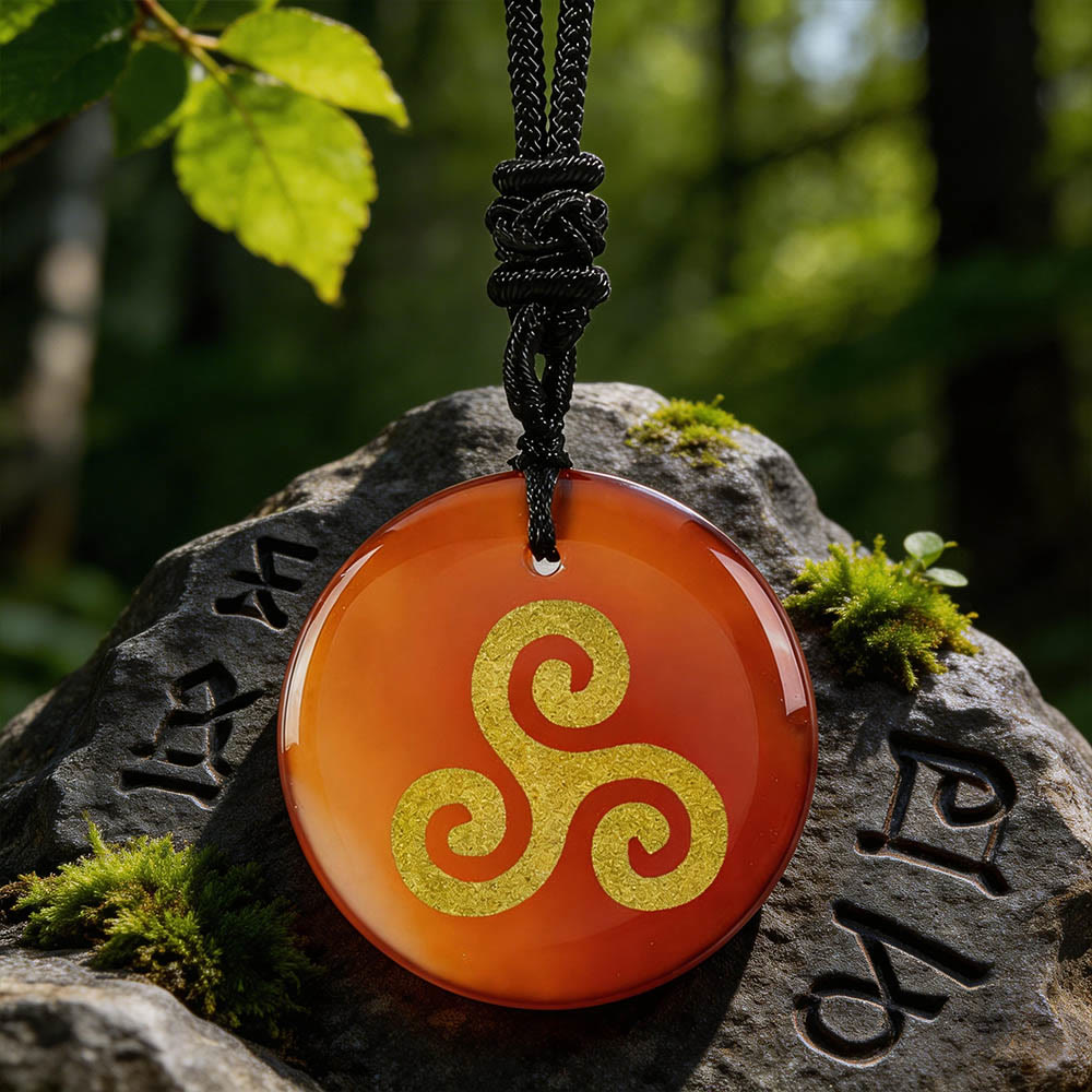 Triskelion Spiral Knot Crystal Necklace