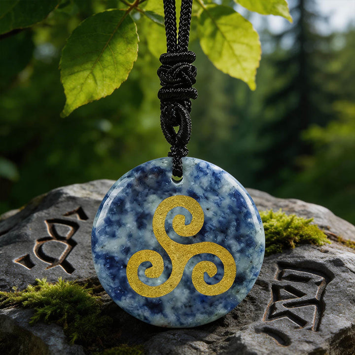 Triskelion Spiral Knot Crystal Necklace