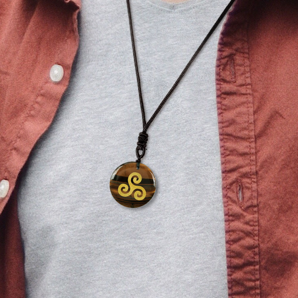 Triskelion Spiral Knot Crystal Necklace