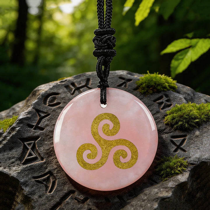 Triskelion Spiral Knot Crystal Necklace